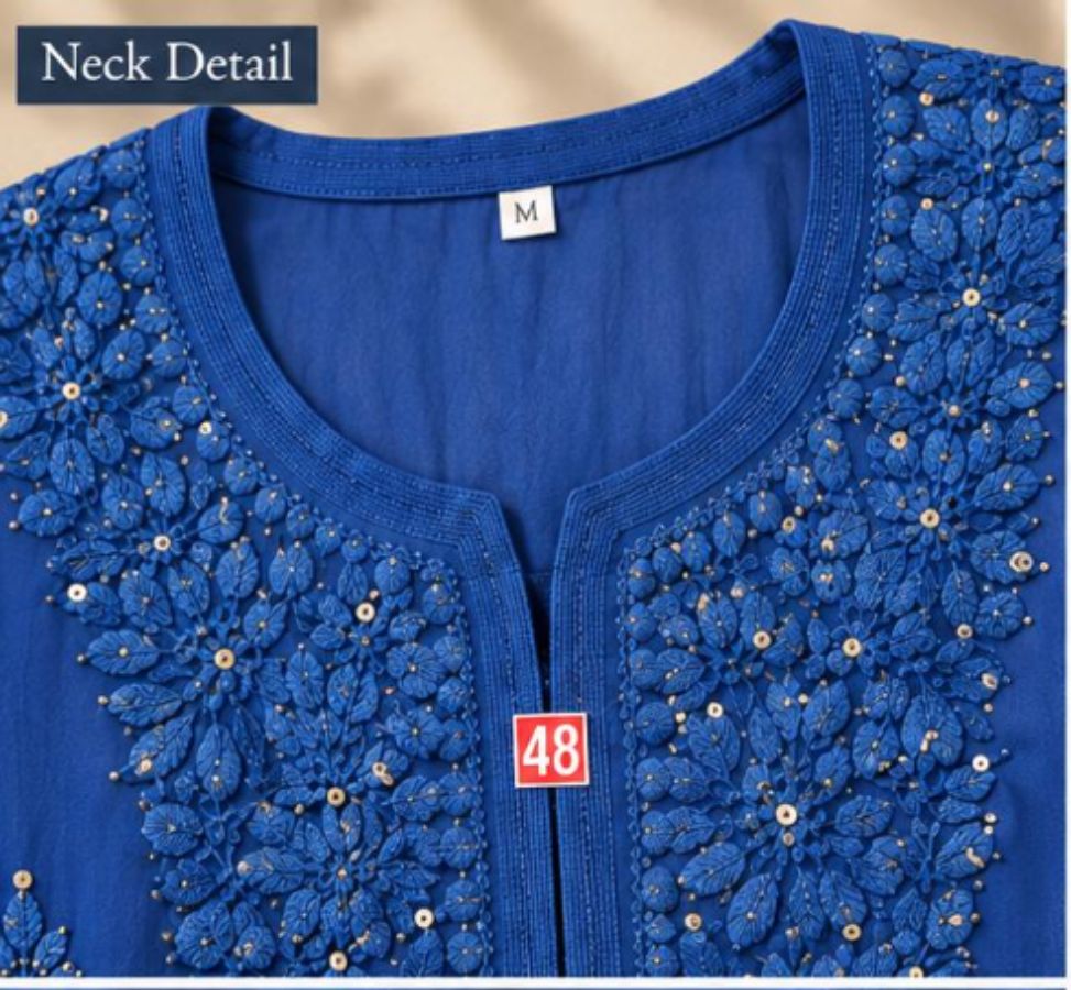 ROYAL BLUE VISCOSE CHIKANKARI