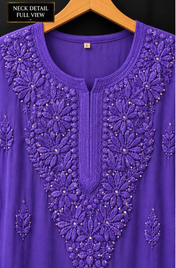 ROYAL PURPLE COLORED VISCOSE CHIKANKARI (PD-0022)