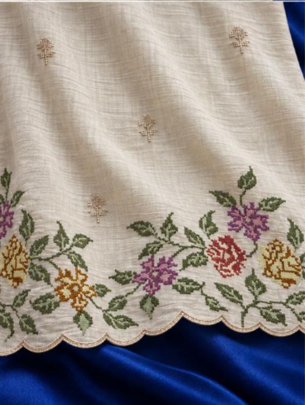 Cream Coloured 3 PC Set with Floral Embroidery