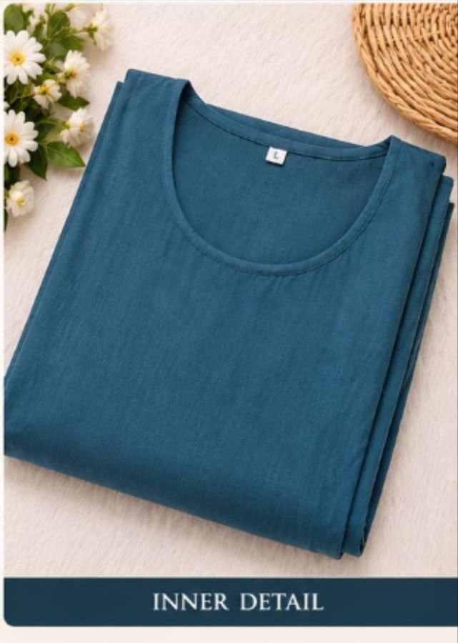 TEAL BLUE VISCOSE CHIKANKARI
