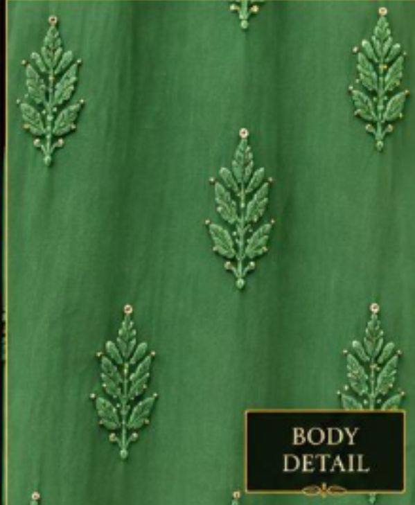 EMERALD GREEN VISCOSE CHIKANKARI (PD-0019)