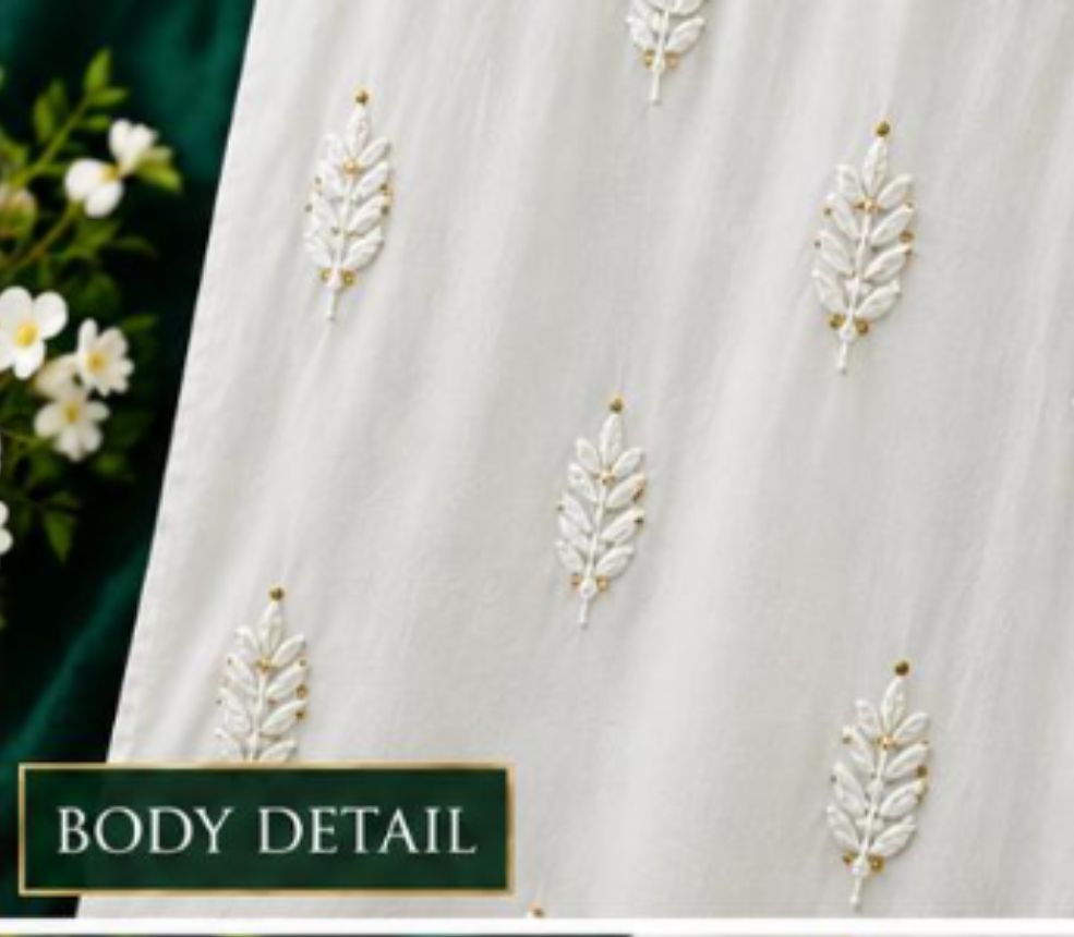 WHITE COLORED VISCOSE CHIKANKARI (PD-0015)