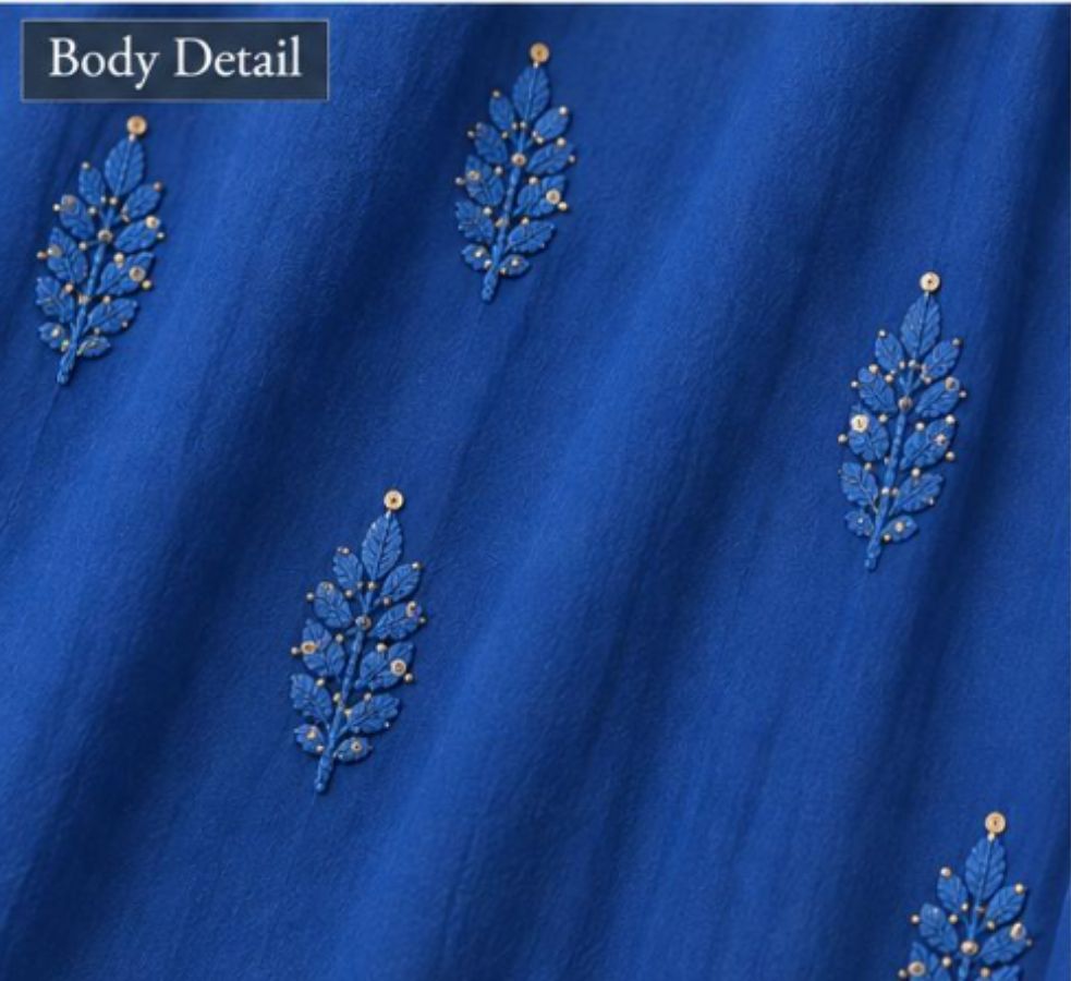 ROYAL BLUE VISCOSE CHIKANKARI