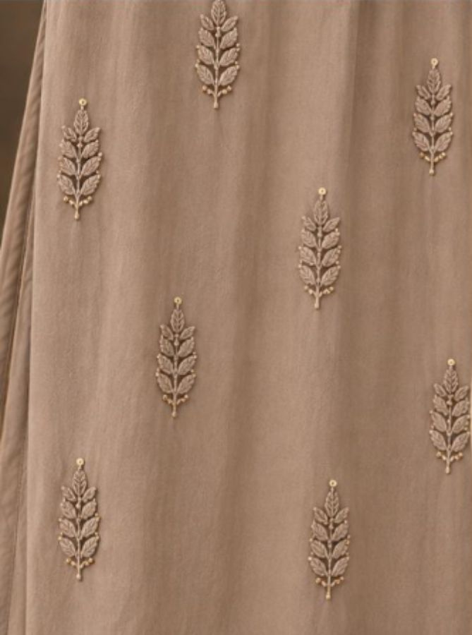 BEIGE COLORED VISCOSE CHIKANKARI