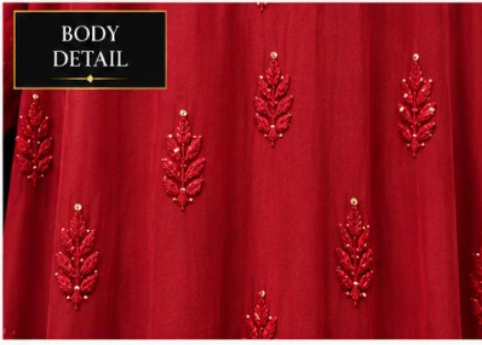 DARK RED VISCOSE CHIKANKARI (PD-0024)