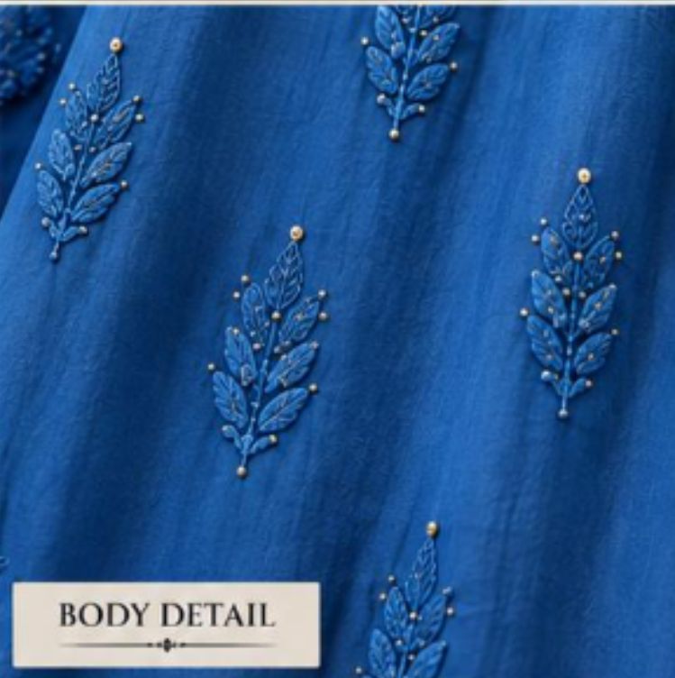 BLUE COLORED VISCOSE CHIKANKARI (PD-0018)