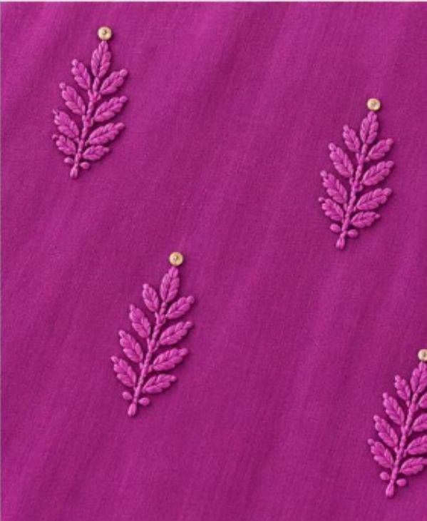 RANI PINK VISCOSE CHIKANKARI WITH MUKAISH WORK