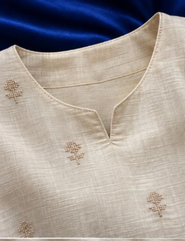 Cream Coloured 3 PC Set with Floral Embroidery