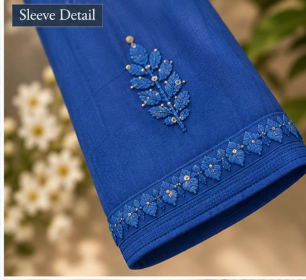 ROYAL BLUE VISCOSE CHIKANKARI