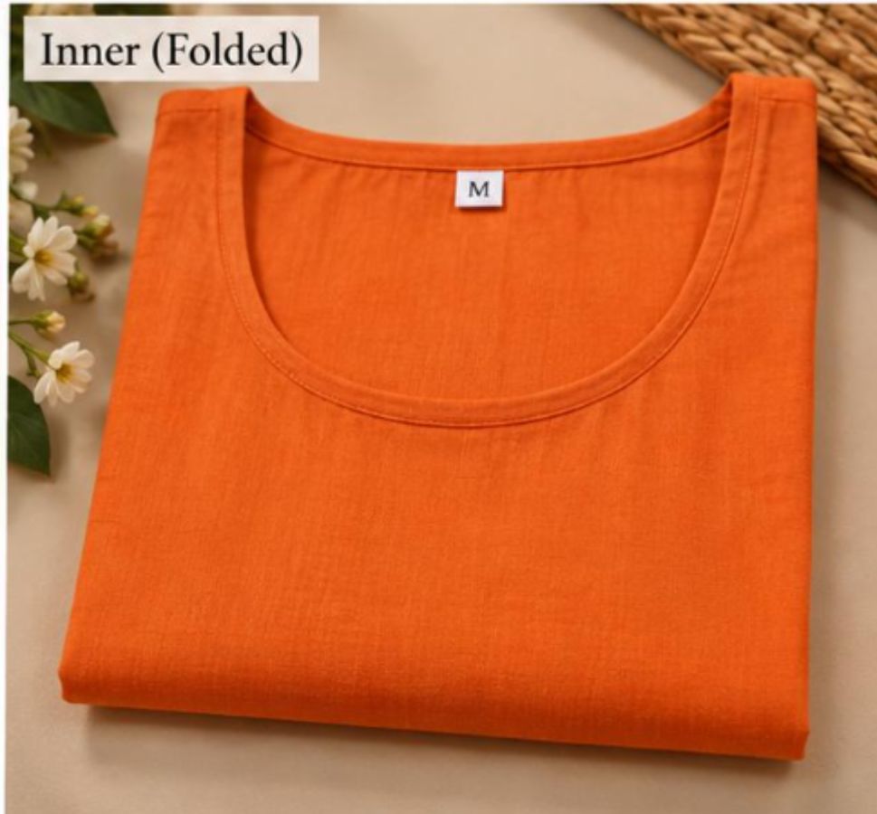 ORANGE COLORED VISCOSE CHIKANKARI