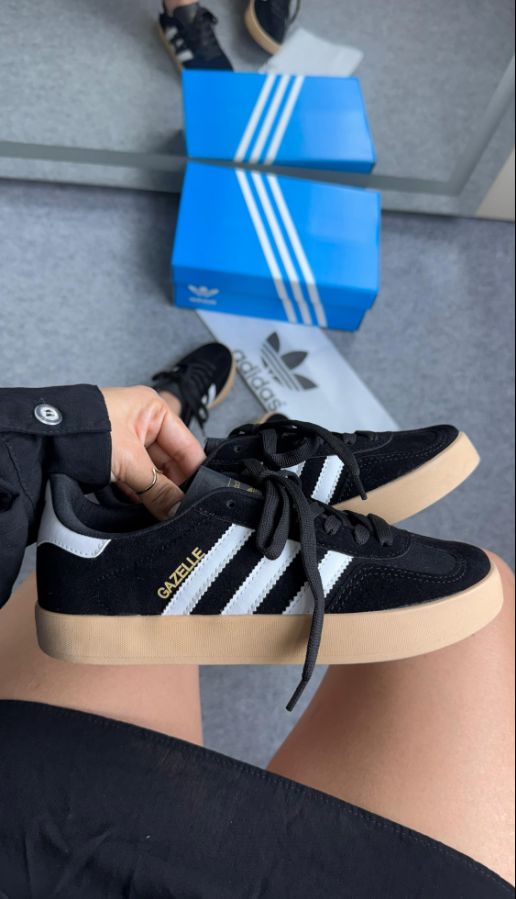 Adidas Gazelle Premium Preto/Branco Feminino - Disponível 34 AO 39