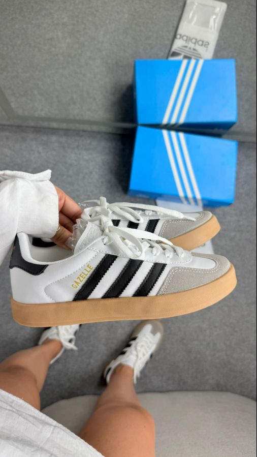 Adidas Gazelle Premium Preto/Branco Feminino - Disponível 34 AO 39