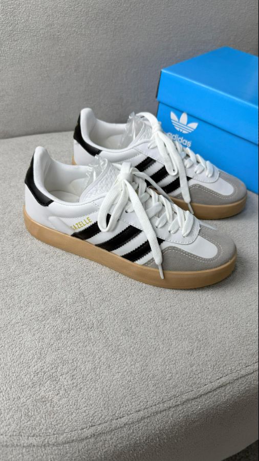Adidas Gazelle Premium Preto/Branco Feminino - Disponível 34 AO 39