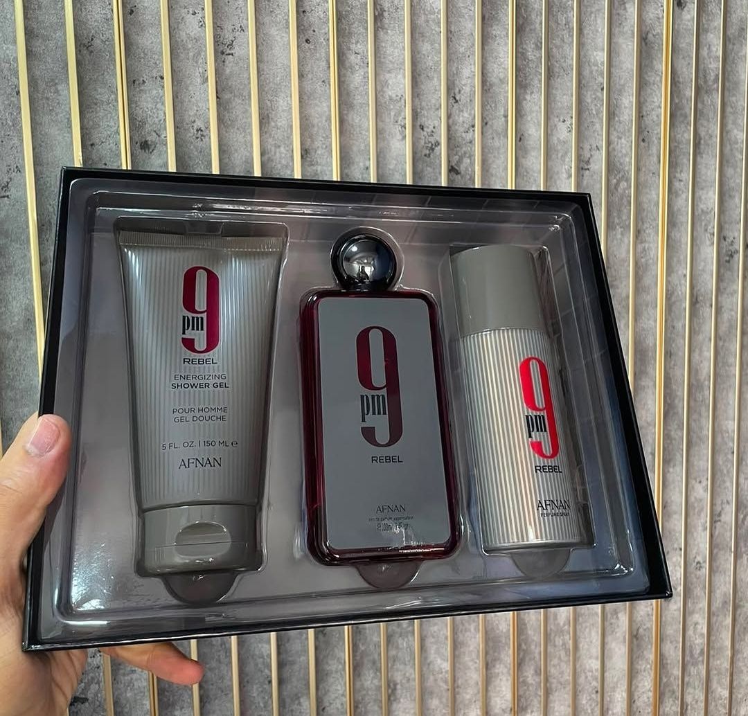 Afnan-Set 9pm Rebel 3pzas. EDP 100ml+Shower Gel 15 3pzas.