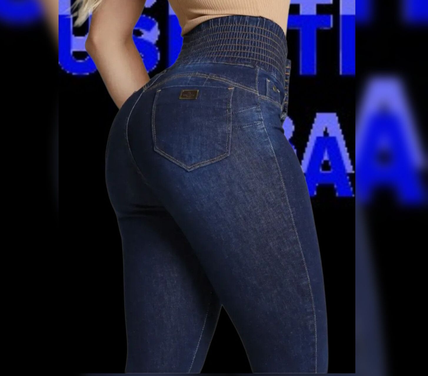Calça jeans modeladora Lipo cintura alta Lycra Premium