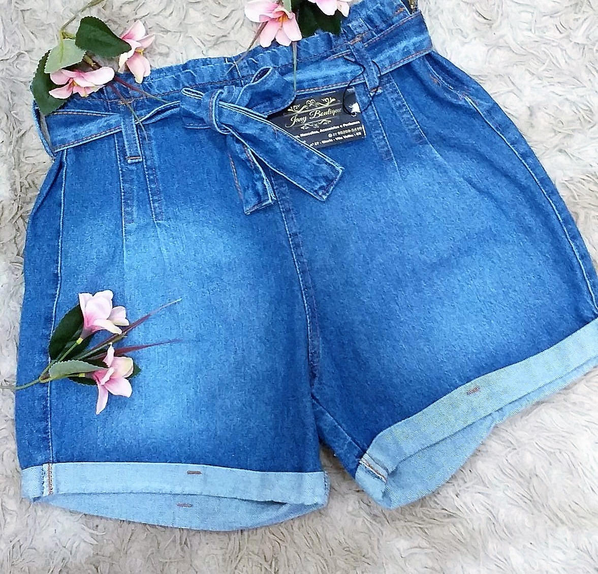 Short Jeans Ayram Cintura alta Ziper lateral N.36