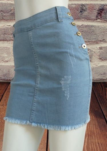 Saia jeans com botões na lateral n.38 marca q chich