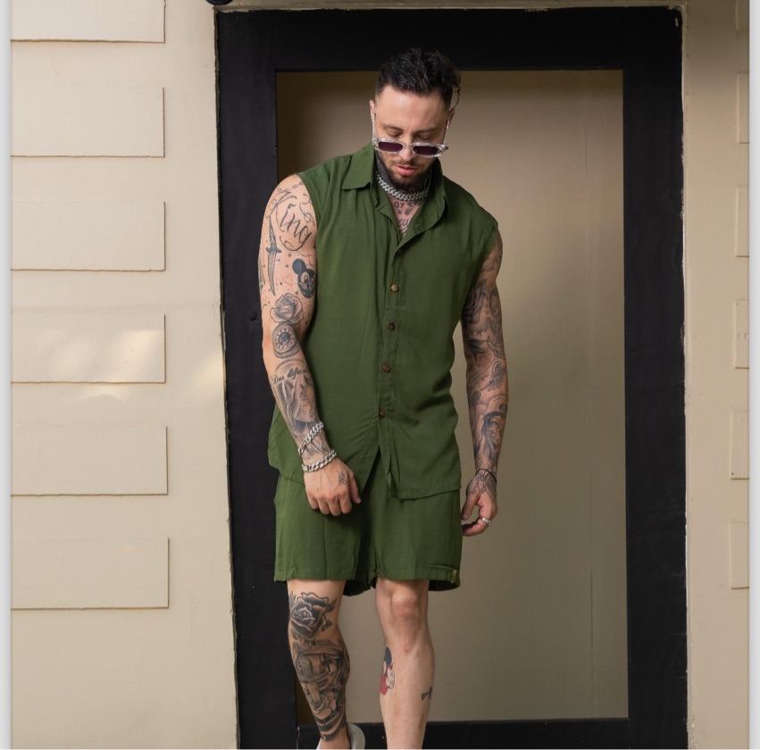 Conjunto Regata Machão + Short Mauricinho verde militar