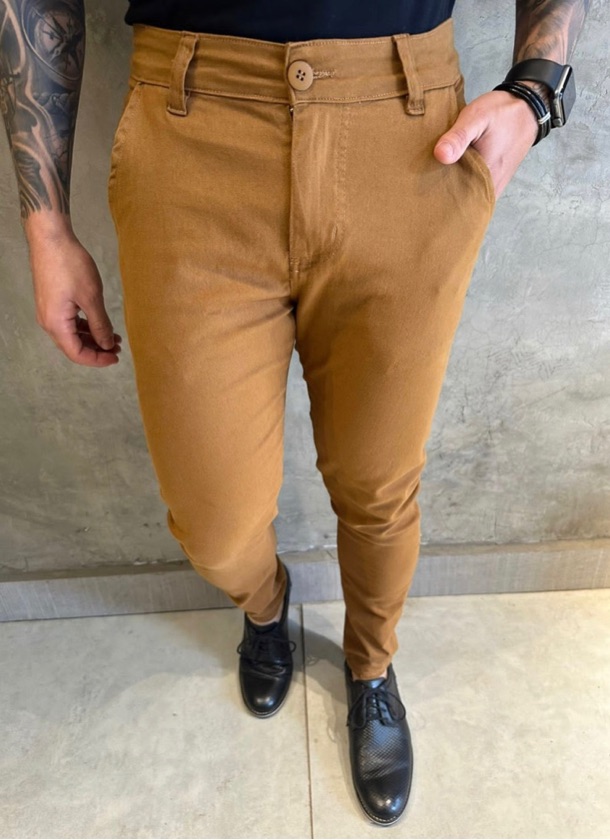 Calça Alfaiataria Sarja Marrom