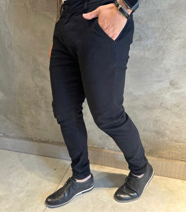 Calça Alfaiataria Sarja Preta