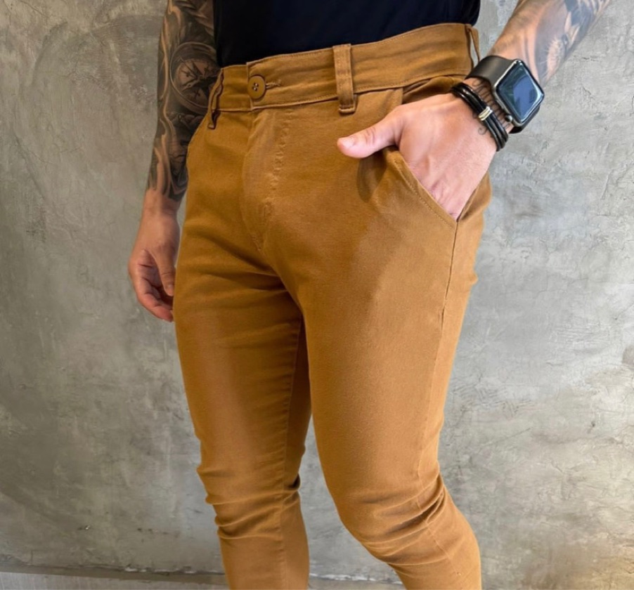 Calça Alfaiataria Sarja Marrom