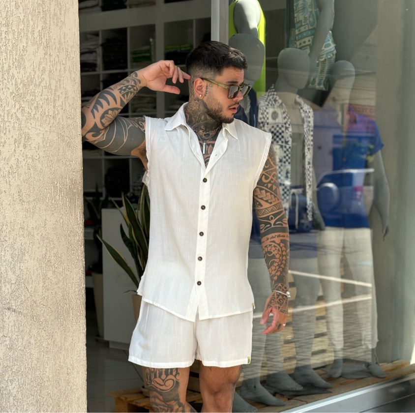 Conjunto Regata Machão + Short Mauricinho branco