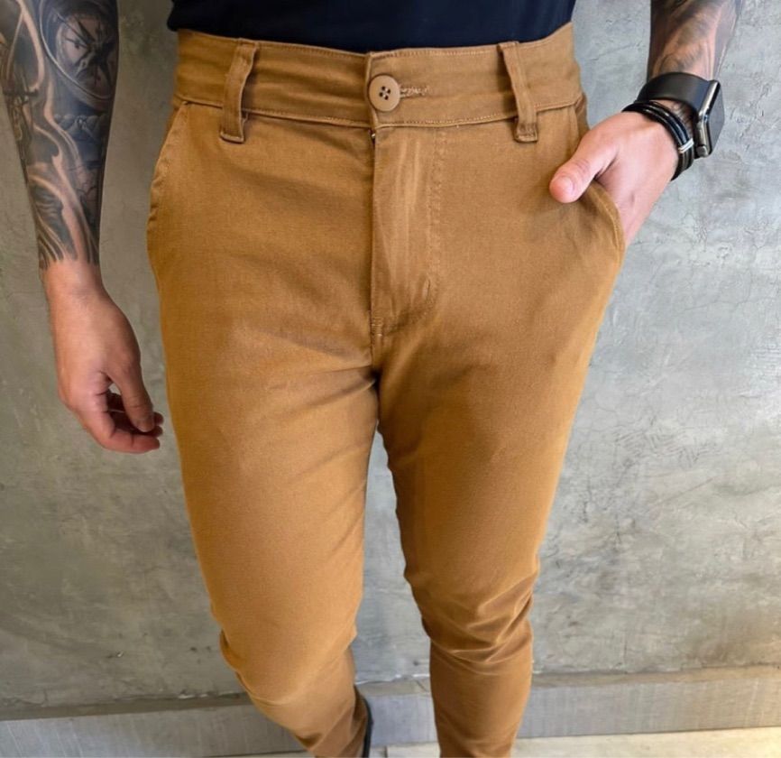 Calça Alfaiataria Sarja Marrom