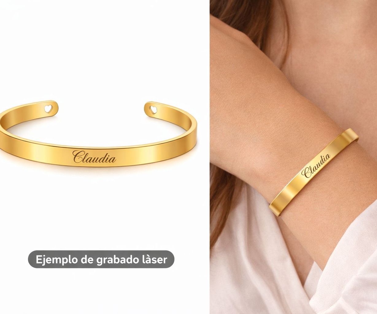 Brazalete aceroi color dorado personalizado