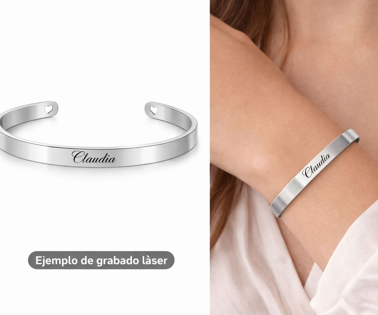 Brazalete aceroi color plateado personalizado