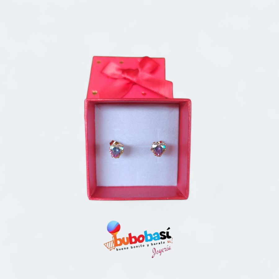 Arete broquel con zirconia tornasol
