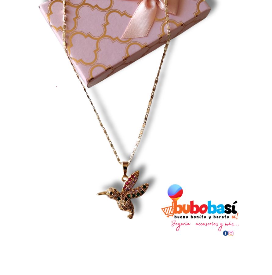 Collar colibrí zirconias tricolor