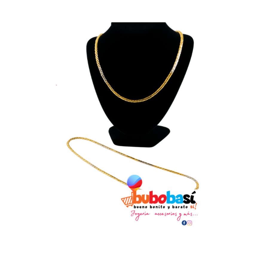 Cadena eslabón plano de 0.4 cm en dorado y plata