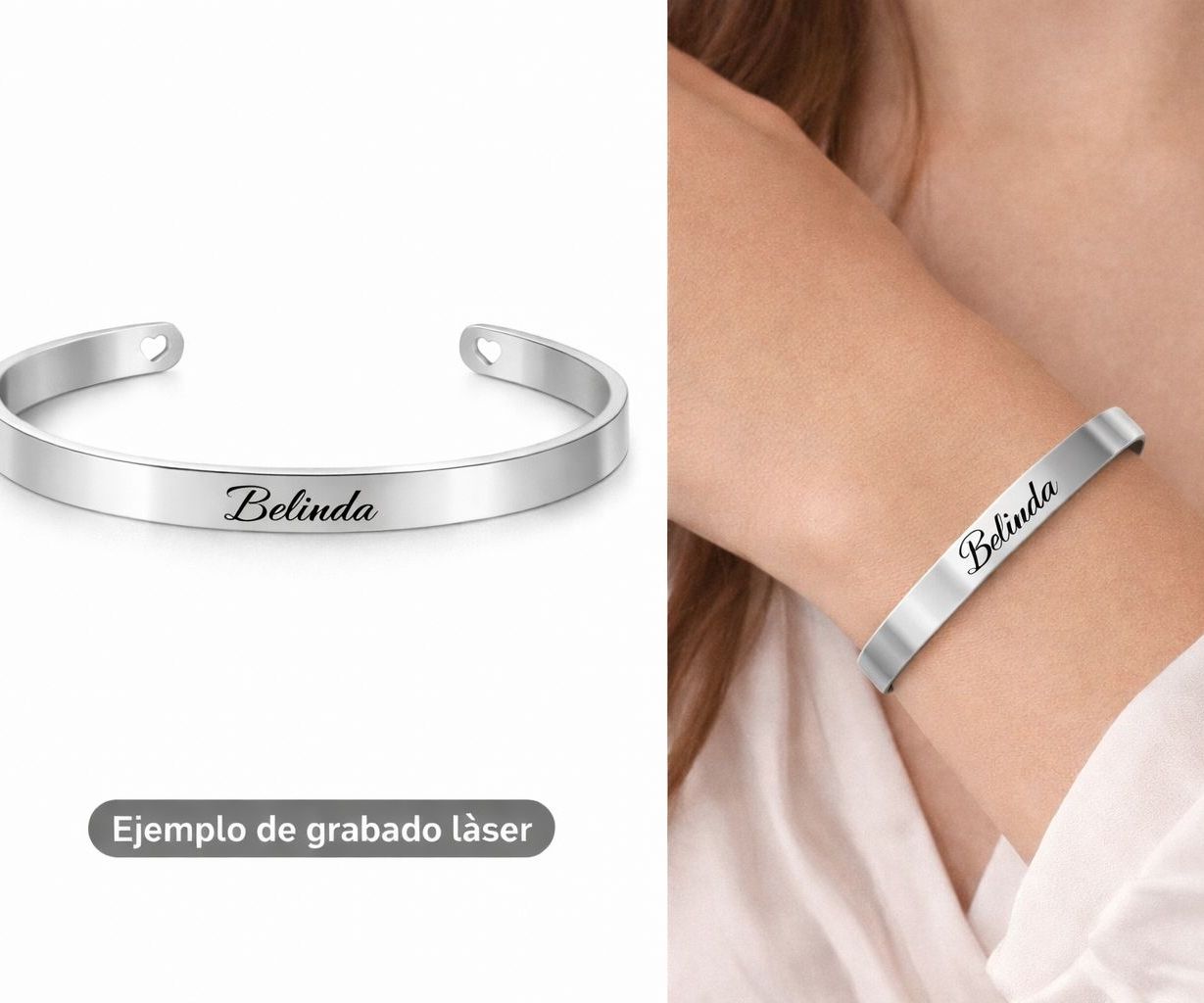 Brazalete aceroi color plateado personalizado
