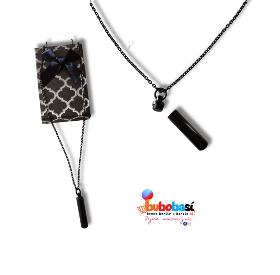 Collar cilindrico negro en acero inoxidable
