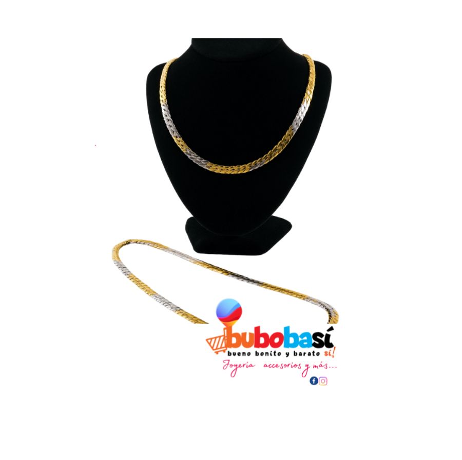 Cadena eslabón plano de 0.6 cm en dorado y plata