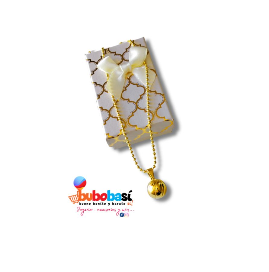 Collar con dije baloncesto acero inoxidable dorado