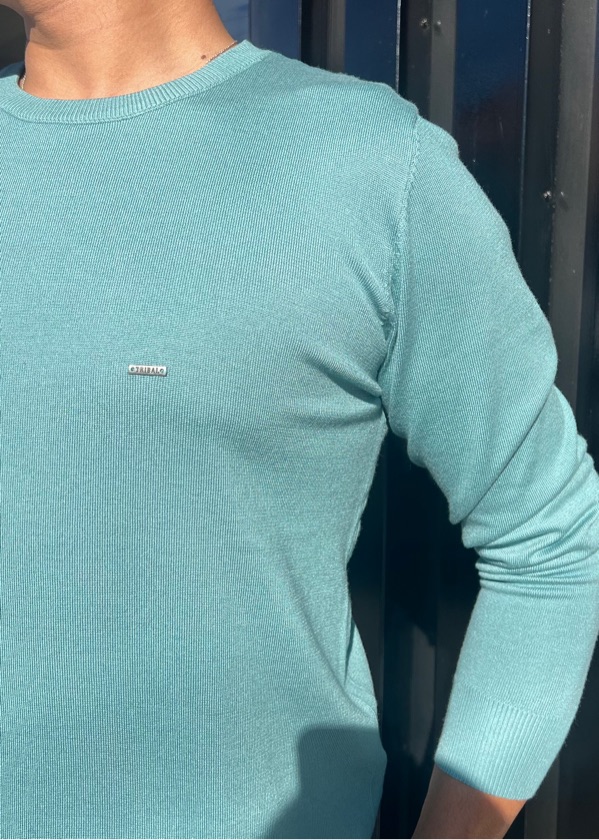 Blusa Fio Decote Azul Ciano