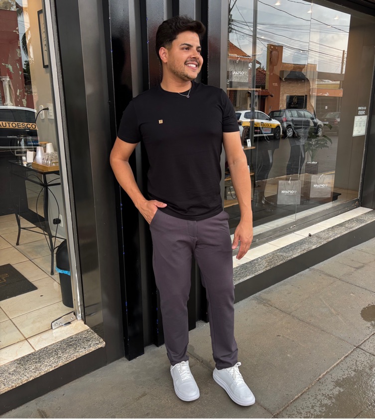 Calça Chino Slin Poliamida Grafite