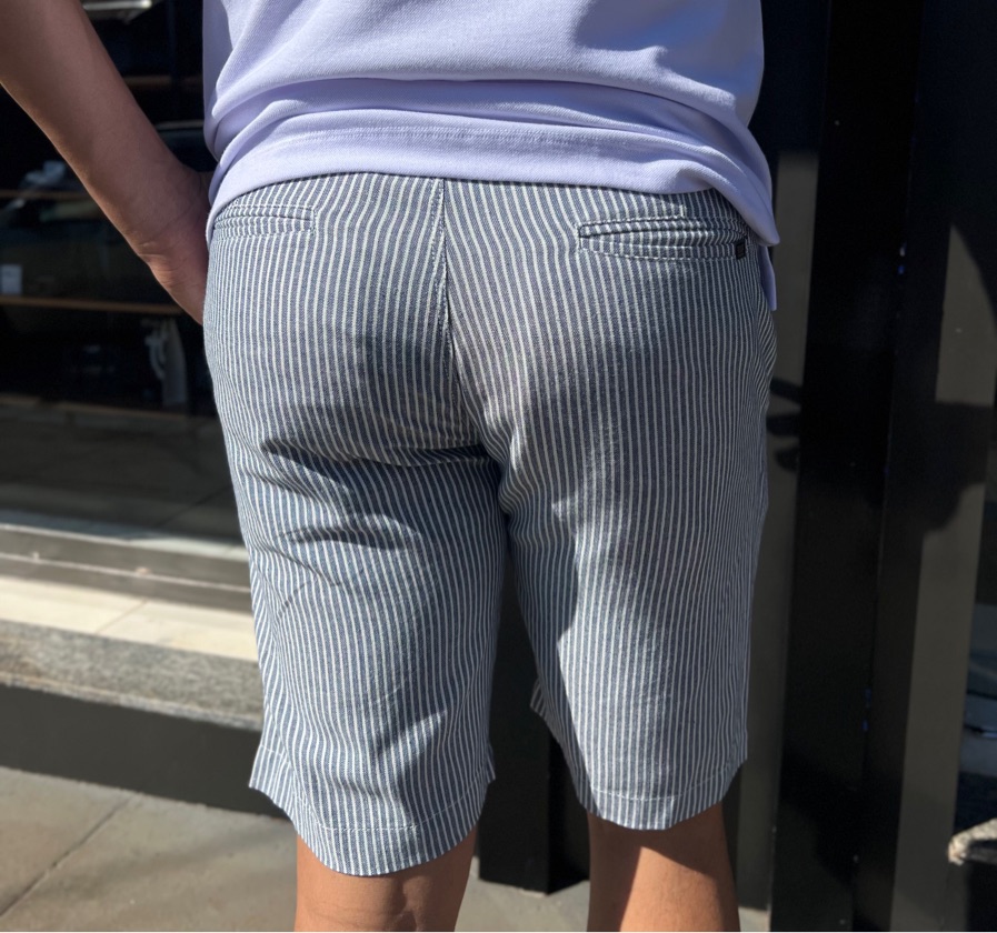 Bermuda Chino Linho Listrada Azul