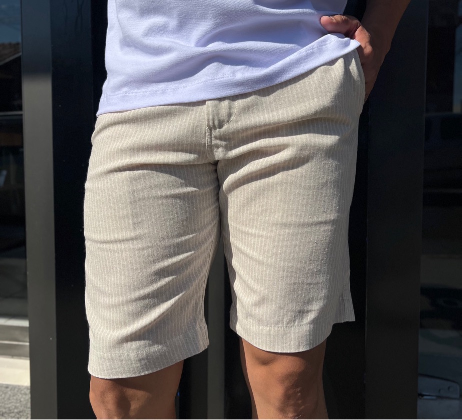 Bermuda Chino Linho Listrada Natural
