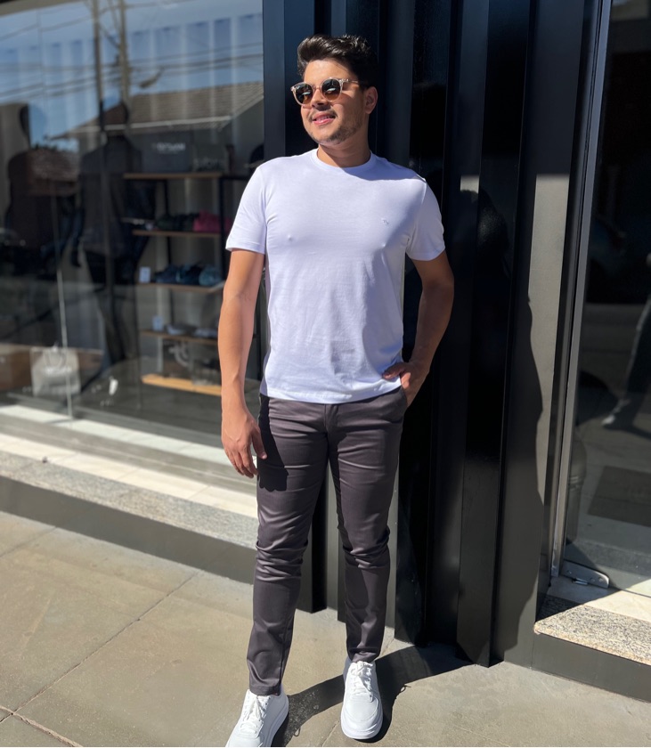 Calça Chino Sarja Salth Chumbo
