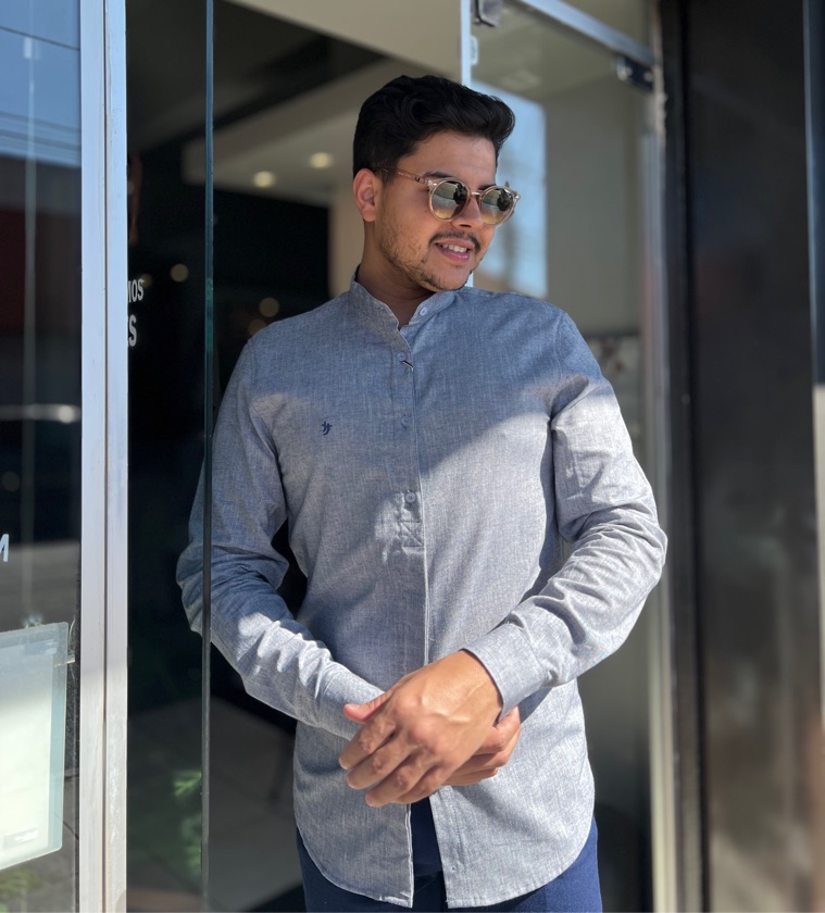 Bata Titus Algodão Azul