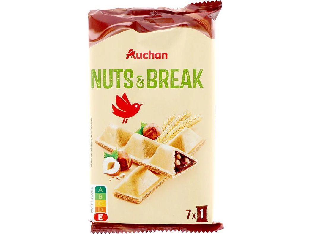 Auchan bolachas nuts&break com avelã 7 un 105g