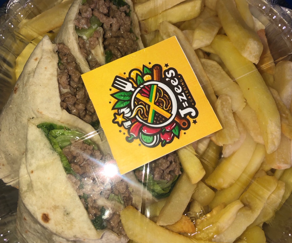 Cheese burger wrap with fries