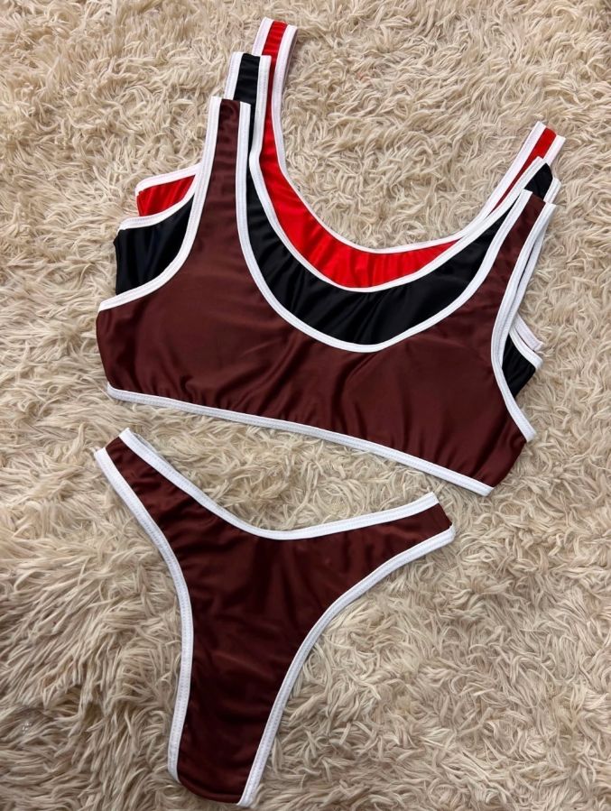 BIKINI BRIDGET | Top con less cavada de lycra con tricot