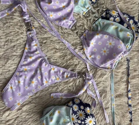 BIKINI MARGARITA | Top strapless estampado con estrella en el medio + less para atar