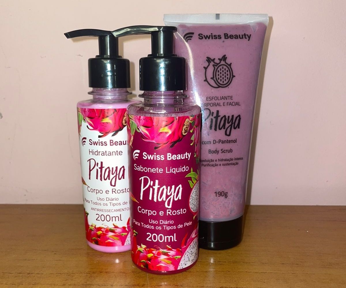 Kit: Hidratante, sabonete e esfoliante Swiss Beauty