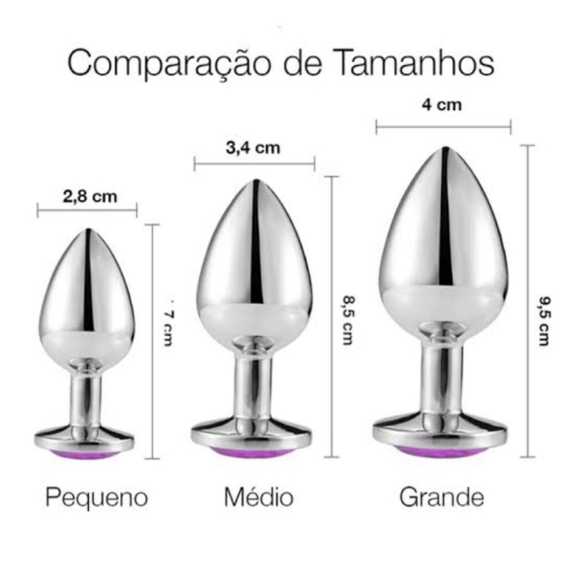 Plug Metálico Com Pedra Variada Formato De Coração -Tam P
