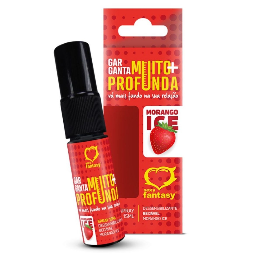 Aromatizante e Anestésico Morango Ice Oral Garganta + Profunda 15ml Sexy Fantasy