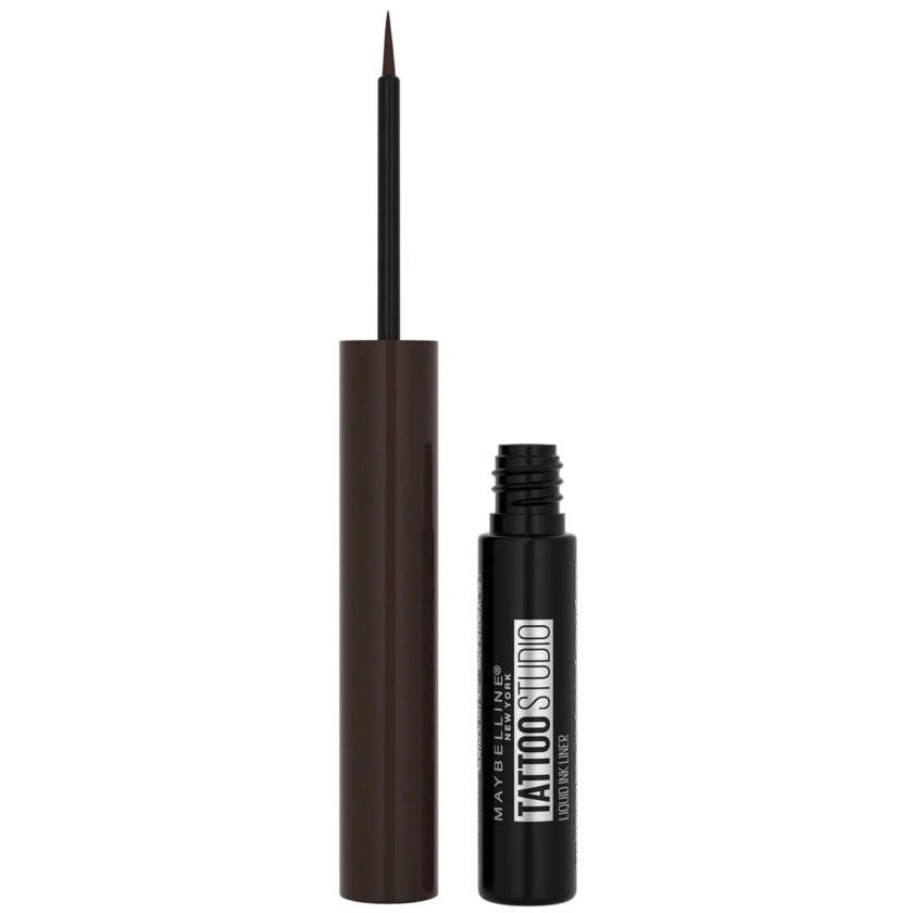 Delineador líquido Maybelline Tattoo Studio Liquid Ink Liner en el tono Dark Henna Brown